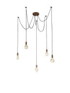 Trio Lighting riippuvalaisin Cord 5-os E27 antiikkikupari
