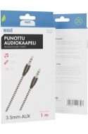 Wave audiokaapeli punottu 1 m 3,5 mm musta/valk.
