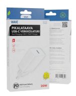 Wave verkkolaturi pikalataava 20 W Type-C latauspäällä valkoinen